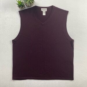 Alfani Pure New Wool Woolmark Merino Wool Ribbed Back Sweater Vest (Maroon)